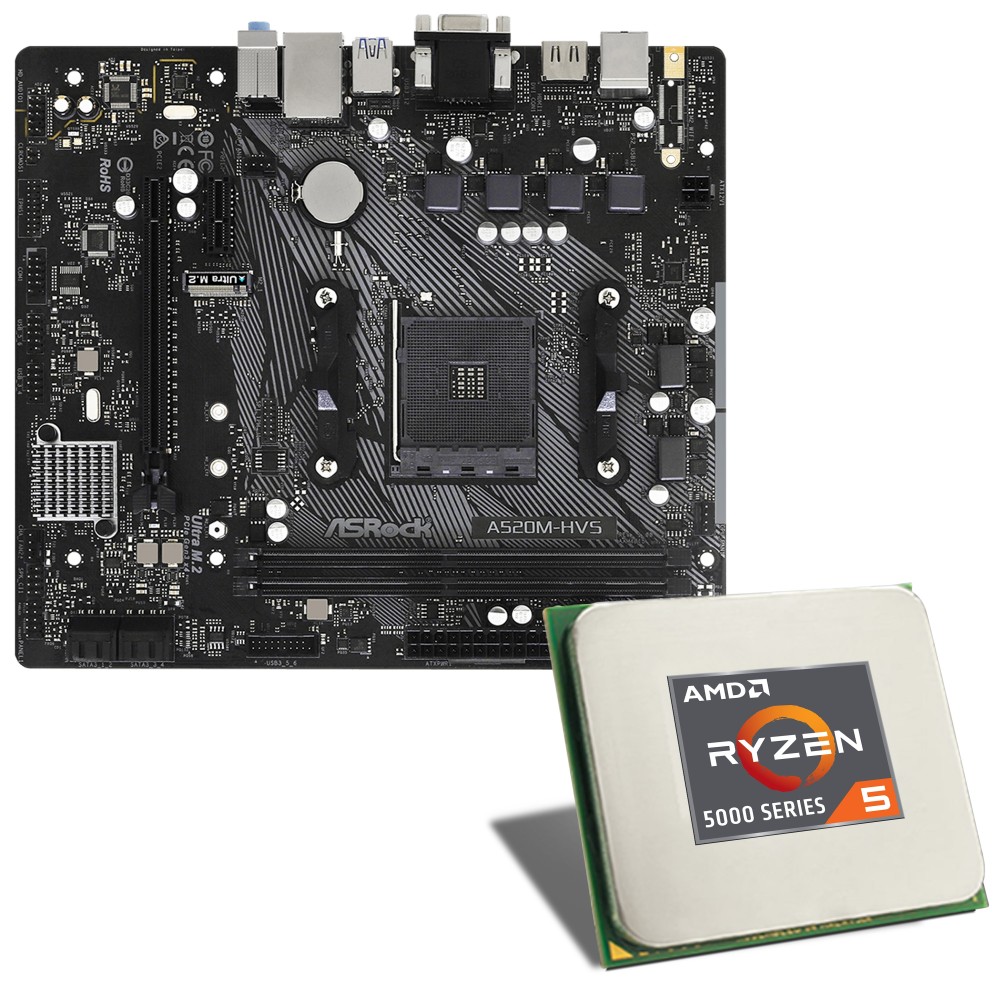 CSL Computer | AMD Ryzen 5 5500 / ASRock A520M-HVS ensemble carte mère