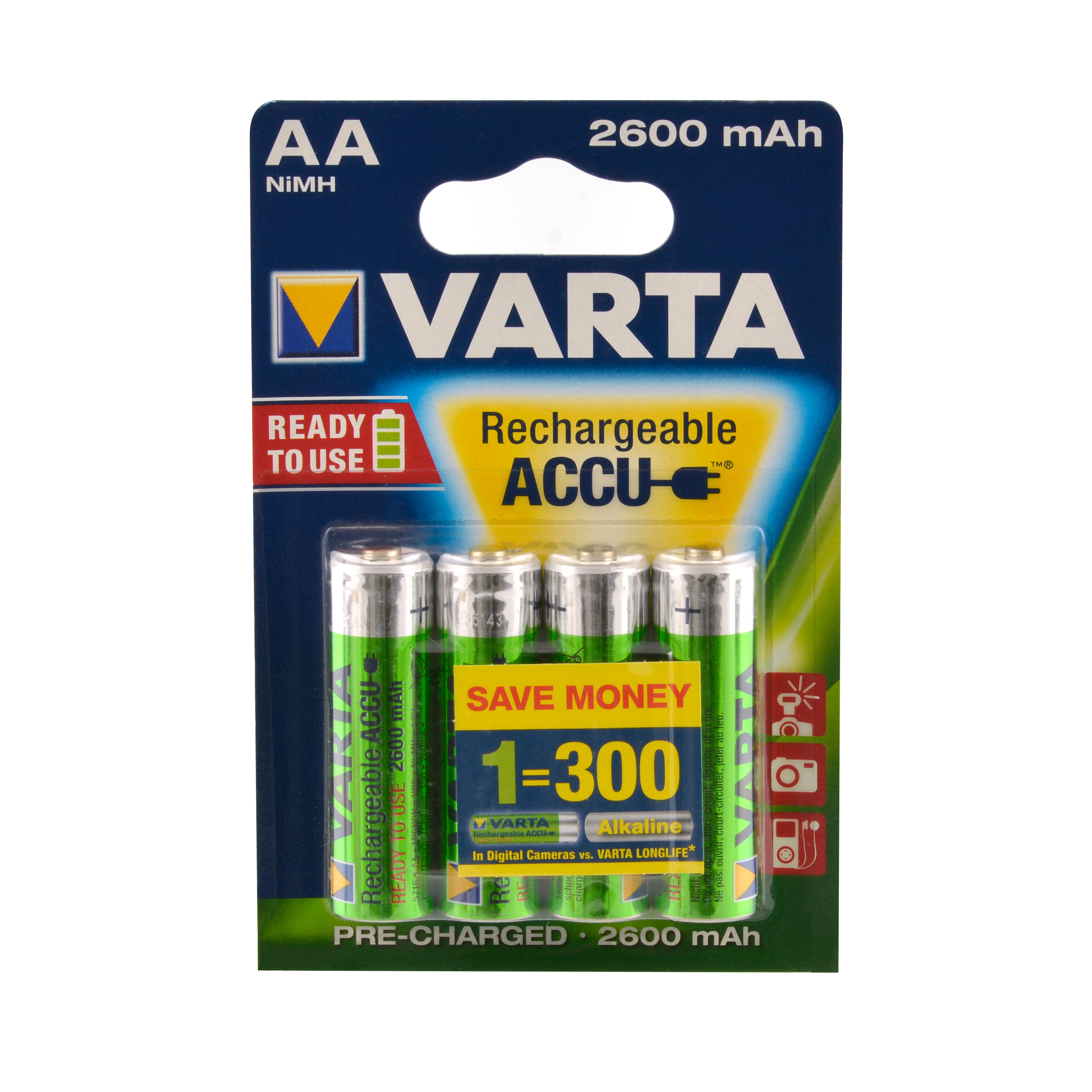 4 x Akku AA Mignon, 2600mAh, 1,2V / Varta ACCU ReadyToUse Blister | eBay