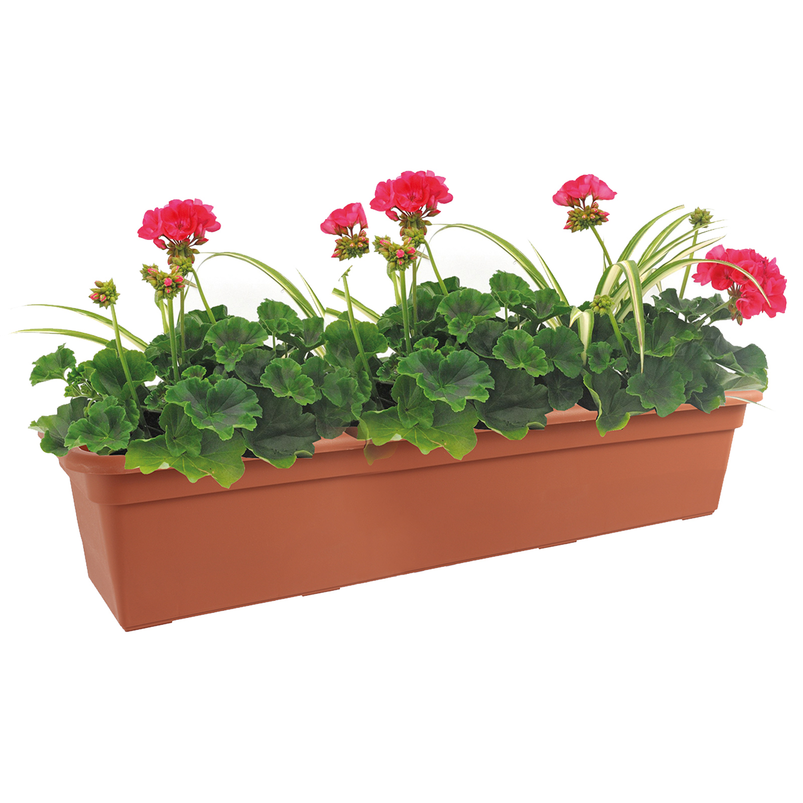 Halterung Blumenkasten rechteckig 80cm//18L Terracotta Balkonkasten Kunststoff