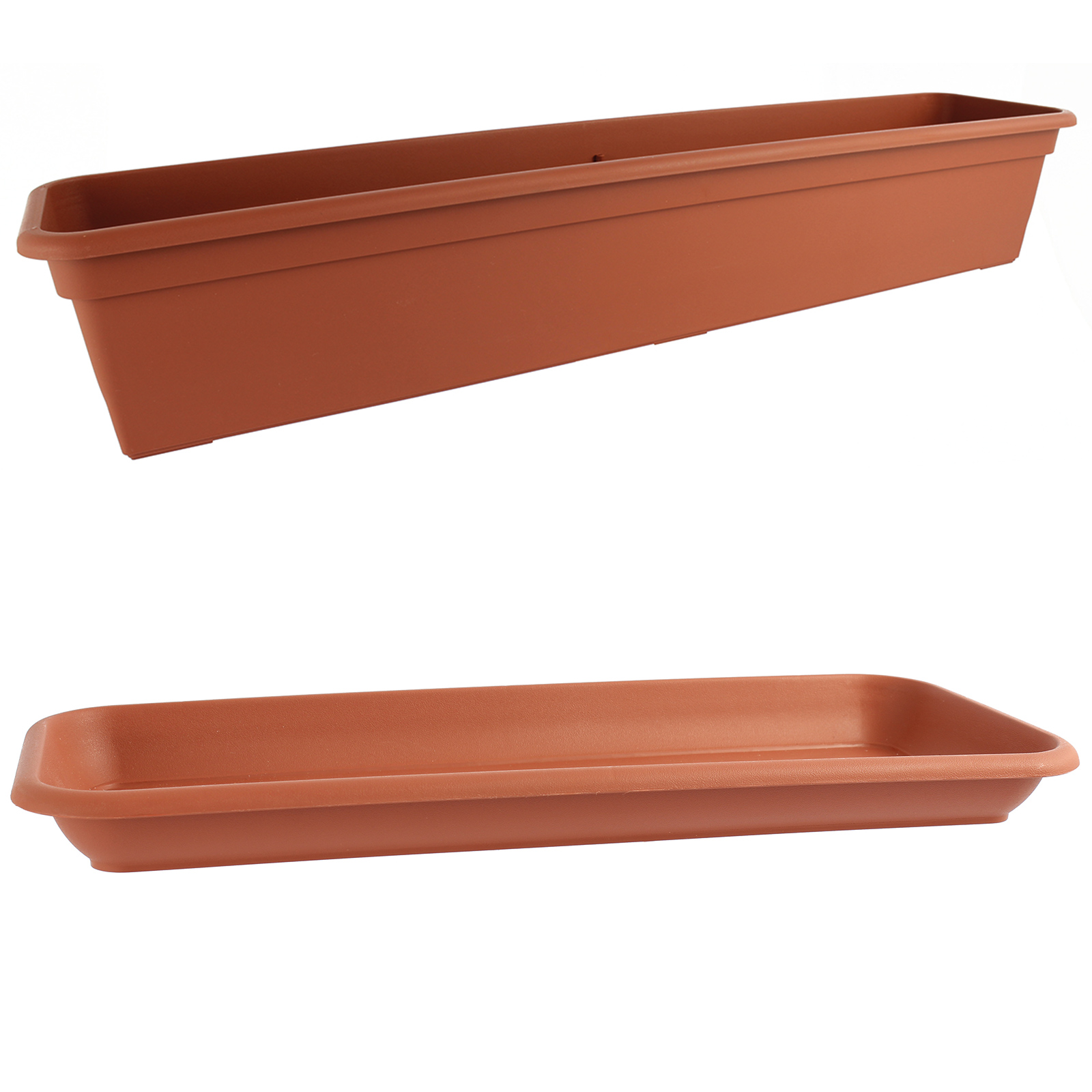 Halterung Blumenkasten rechteckig 80cm//18L Terracotta Balkonkasten Kunststoff