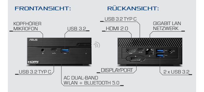Mini PC - ASUS PN41 / 8GB / 500 GB M.2 SSD