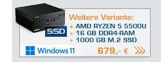 Mini PC - ASUS PN51 5500U / 16GB / 1000 GB M.2 SSD