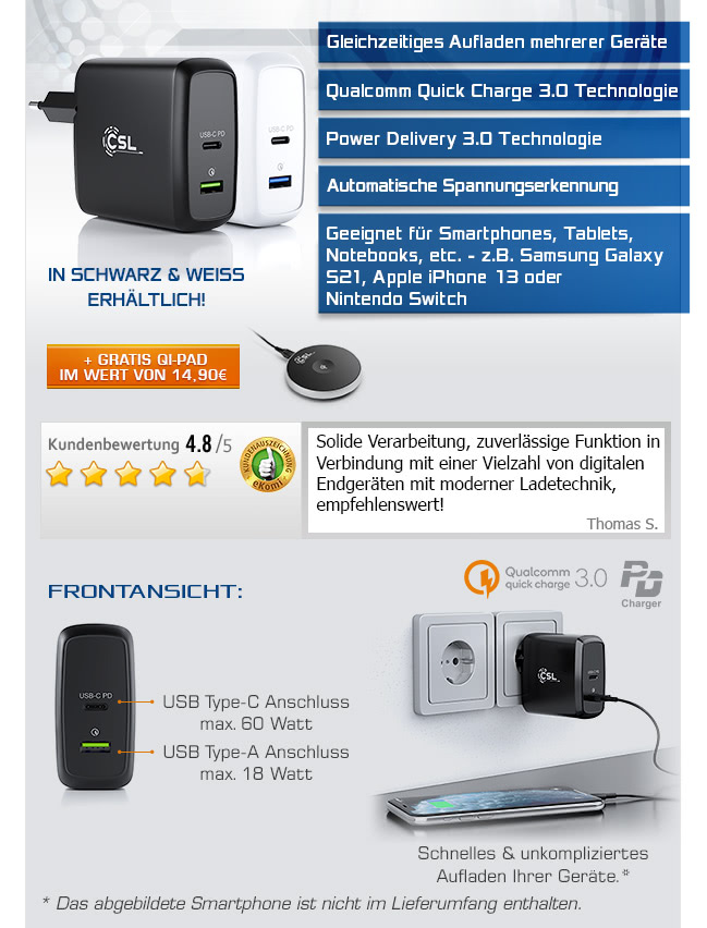USB WallCharger 60Watt