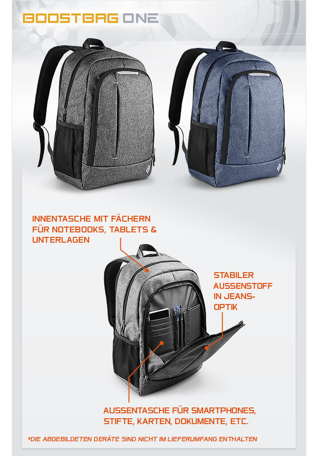 BoostBoxx BoostBag One grau - Notebook-Rucksack bis 15,6 Zoll