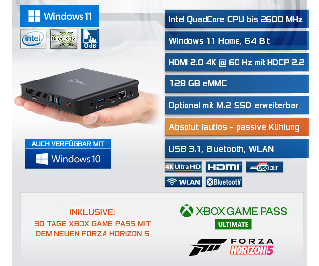 Mini PC - CSL Narrow Box Ultra HD Compact v4