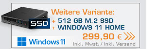 Mini PC - CSL Narrow Box Ultra HD Compact v4 / 512GB M.2 SSD