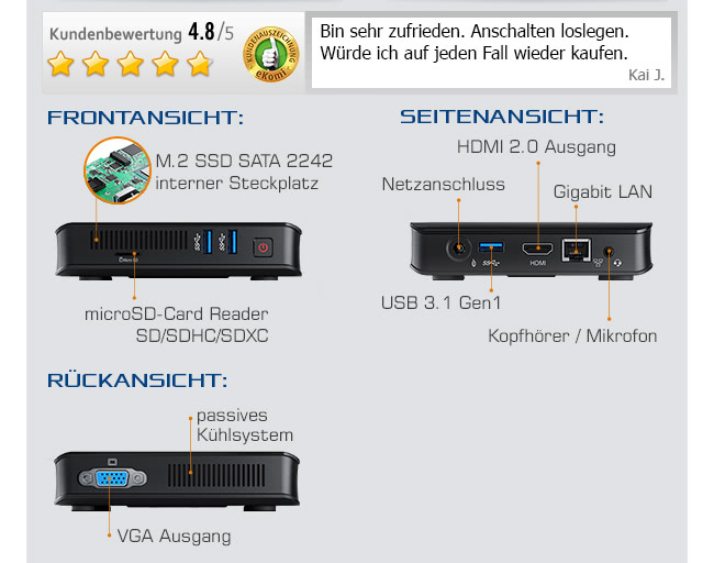 Mini PC - CSL Narrow Box Ultra HD Compact v4