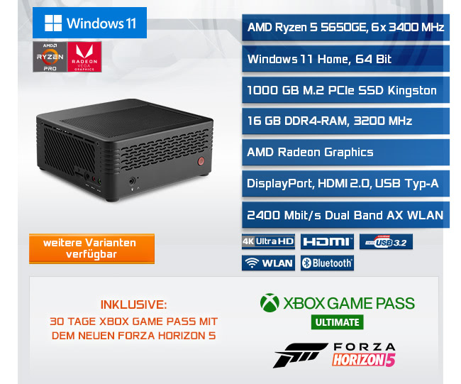 Mini PC - CSL X300 / 5650GE / 16GB / 1000GB SSD