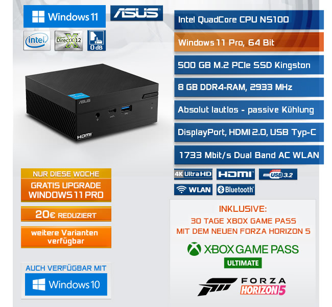 Mini PC - ASUS PN41 / Windows 11 Home / 500GB+8GB