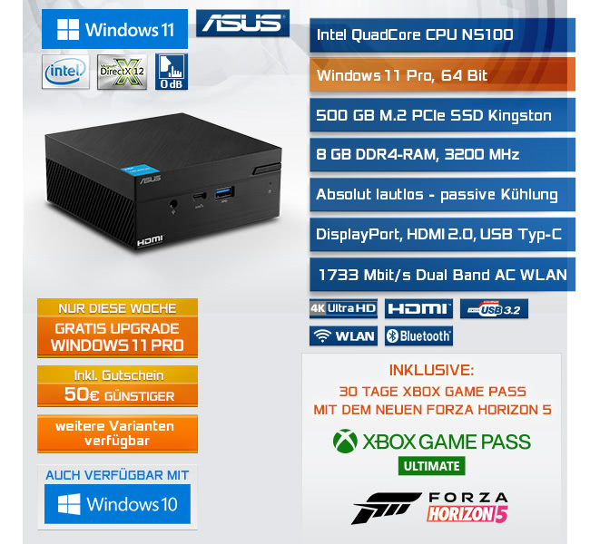 Mini PC - ASUS PN41 / Windows 11 Home / 500GB+8GB