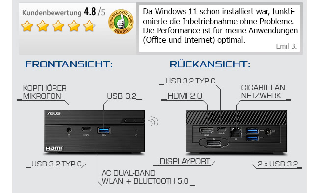 Mini PC - ASUS PN41 / Windows 11 Home / 500GB+8GB